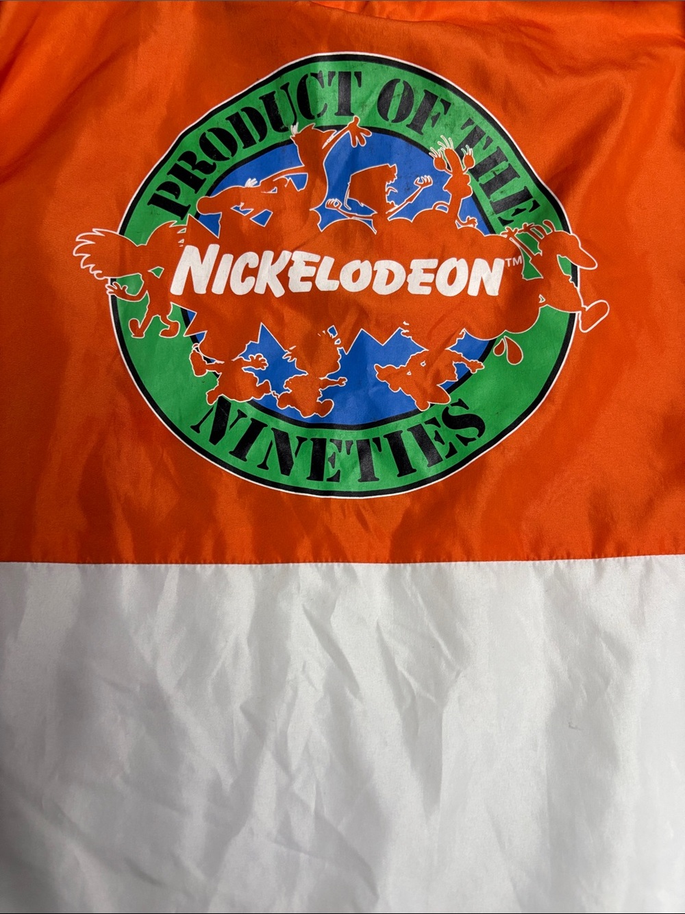 Nickelodeon Product of the Nineties Orange White Pullover with Green Accents
